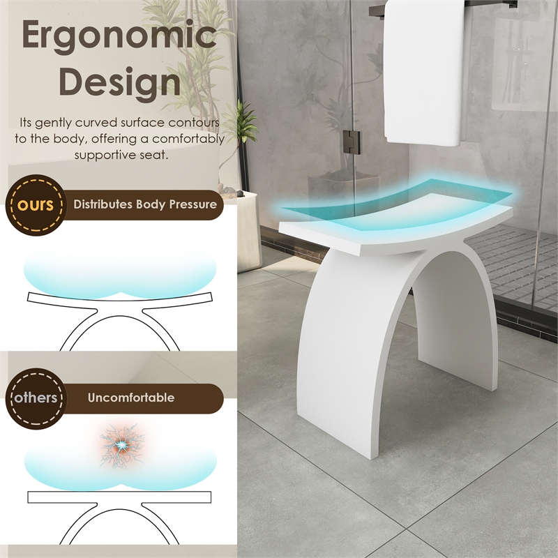 Camille 16.7 in. x 9.1 in. Resin Solid Surface Shower Stool in Matte White