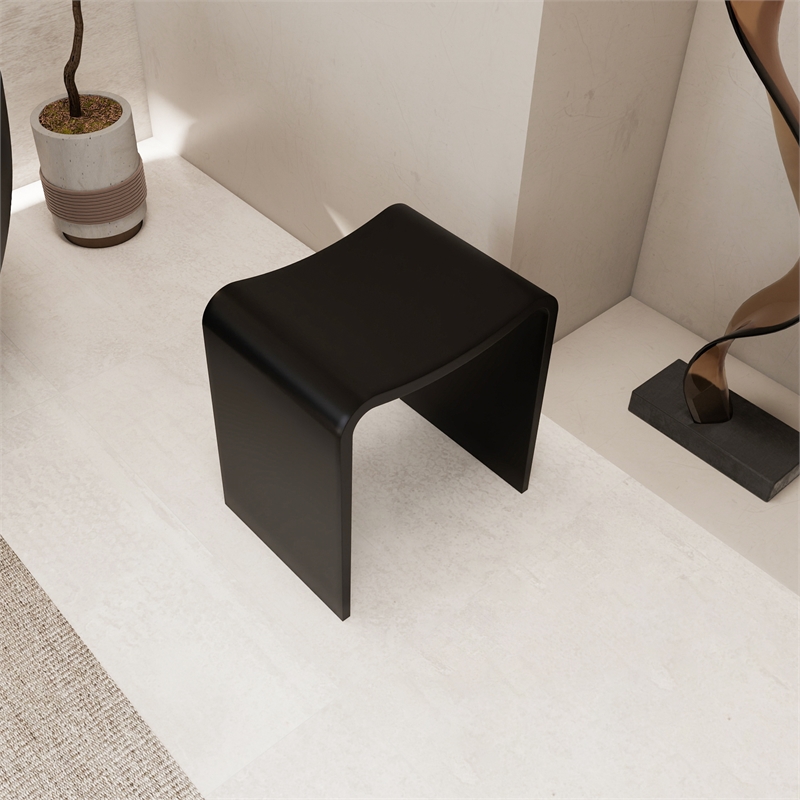 Bevis 15.7 in. x 11.8 in. Resin Solid Surface Shower Stool in Matte Black