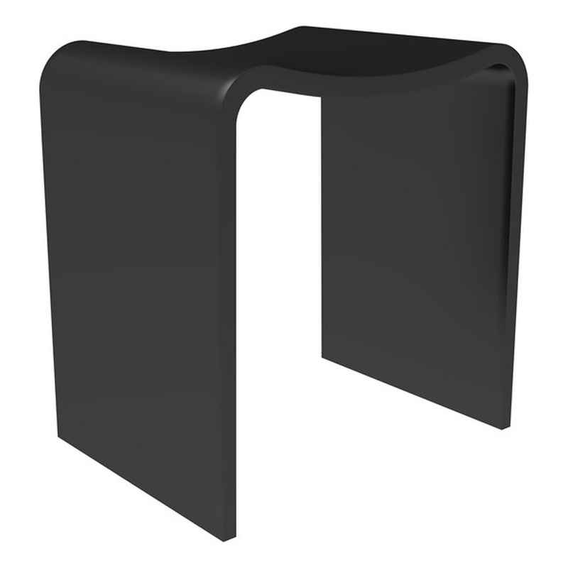 Bevis 15.7 in. x 11.8 in. Resin Solid Surface Shower Stool in Matte Black