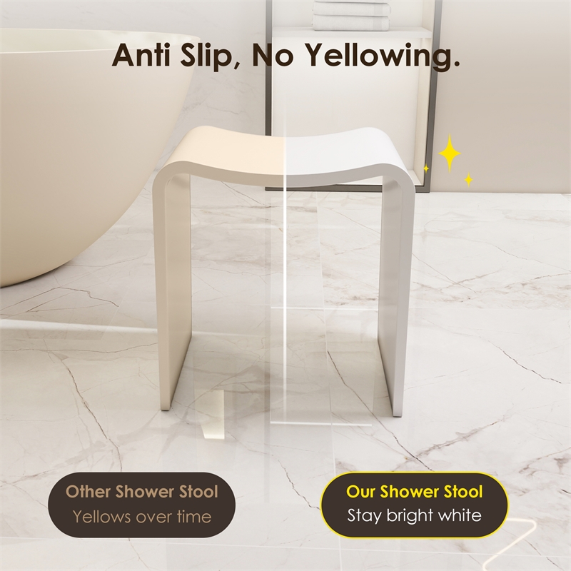 Bevis 15.7 in. x 11.8 in. Resin Solid Surface Shower Stool in Matte White