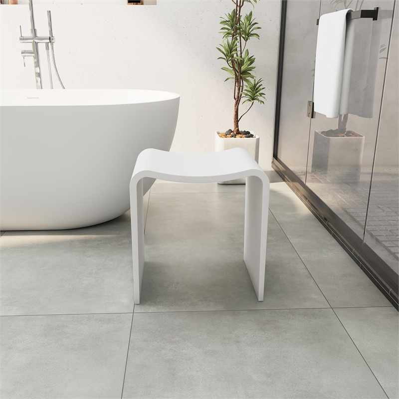 Bevis 15.7 in. x 11.8 in. Resin Solid Surface Shower Stool in Matte White