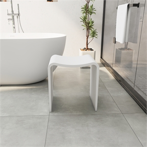 Bevis 15.7 in. x 11.8 in. Resin Solid Surface Shower Stool in Matte White