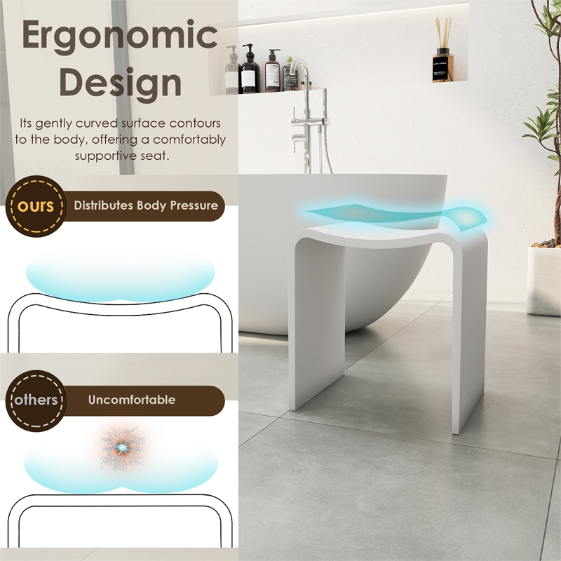 Bevis 15.7 in. x 11.8 in. Resin Solid Surface Shower Stool in Matte White