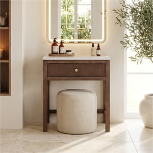 Cerrito 30&quot Freestanding Makeup Wood Vanity in Brown Brushed Oak