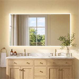 carsoli 60&quotaluminum frameless surface-mount/recessed bathroom medicine cabinet