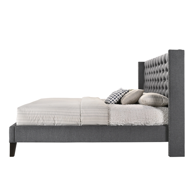 Pacifica KingSize Tufted Upholstered Platform Bed in Gray Cymax Business