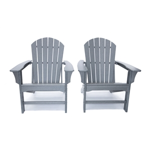 hampton gray poly outdoor patio adirondack chair (2 pack)