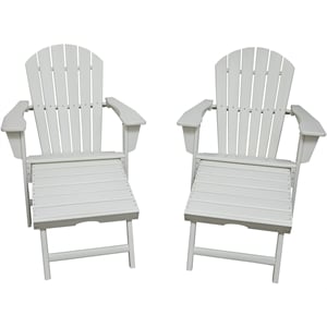 hampton white outdoor patio adirondack chair with hideaway ottoman (2-pack)
