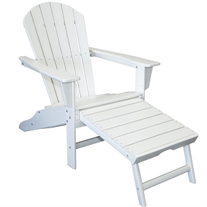 hampton white outdoor patio adirondack chair with hideaway ottoman