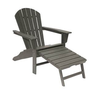 hampton gray outdoor patio adirondack chair with hideaway ottoman