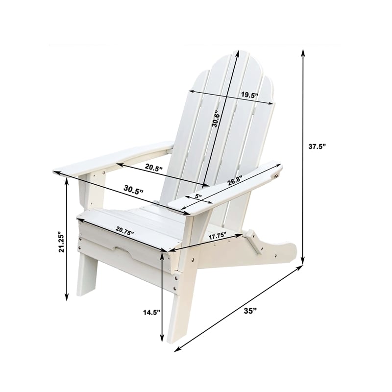 Balboa White Folding Adirondack Patio Chair