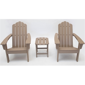 marina weathered wood poly outdoor patio adirondack chair and table set
