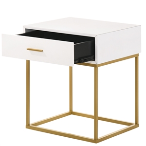 catalina white color one drawer with gold legs
