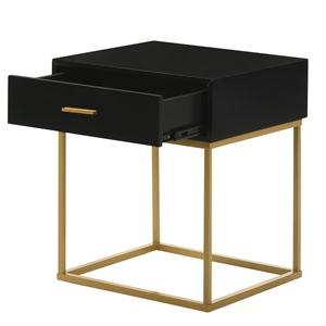 catalina black one drawer nightstand with gold legs
