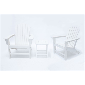 hampton white poly outdoor patio adirondack chairs and table set