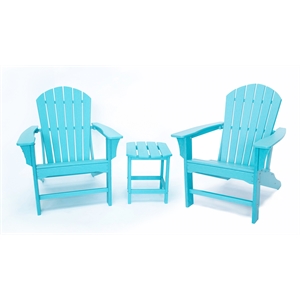 hampton aruba blue outdoor patio adirondack chair and table set