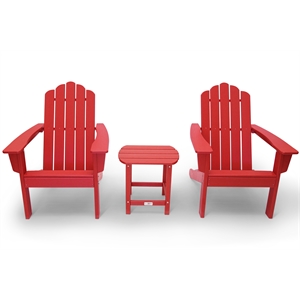 marina red poly outdoor patio adirondack chair and table set