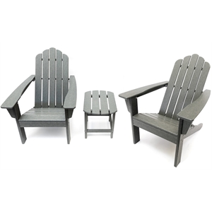 marina gray poly outdoor patio adirondack chair and table set