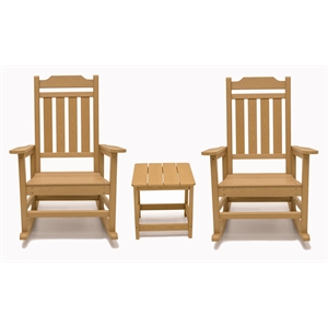 belmont teak indoor-outdoor two rocking chairs and side table (3pc set)