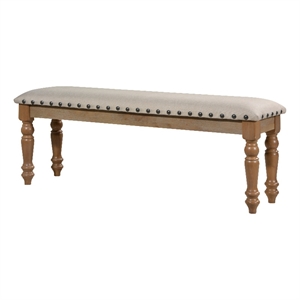 LuXeo Cambridge Traditional 47&quotW Wood Bench in Oak Gray Wash