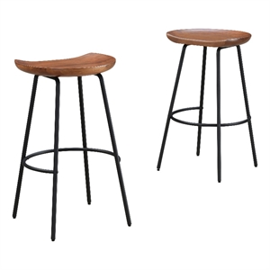 LuXeo Milano 24&quot Solid Wood Barstool with Black Steel Legs in Walnut (Set of 2)