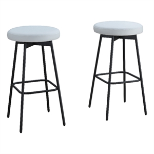 LuXeo Doheny 29&quot Wood Swivel Barstool w/ Upholstered Seat in White Set of 2