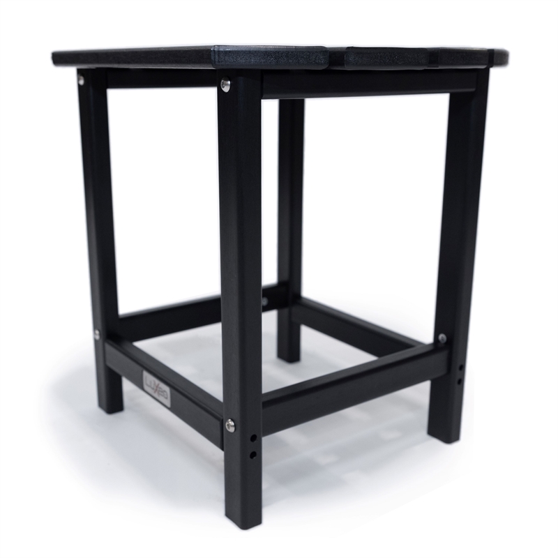 LuXeo Corona Outdoor Contemporary Recycled Plastic Side Table in Black - Picture 2 of 6