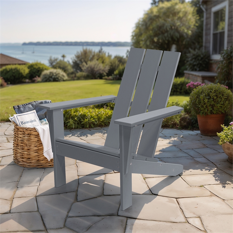 Arcadia  Gray HDPE Outdoor Adirondack Chair ( Single)