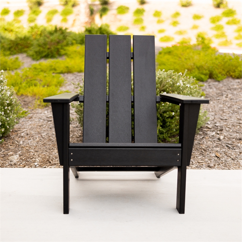 Arcadia Black HDPE Outdoor Adirondack Chair (Single)