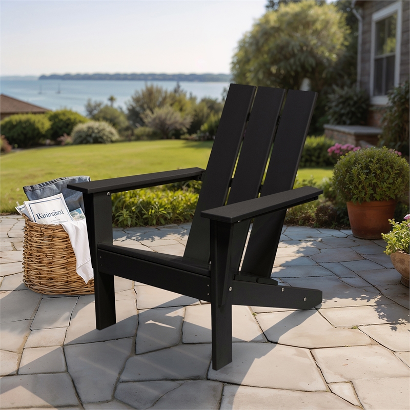 Arcadia Black HDPE Outdoor Adirondack Chair (Single)