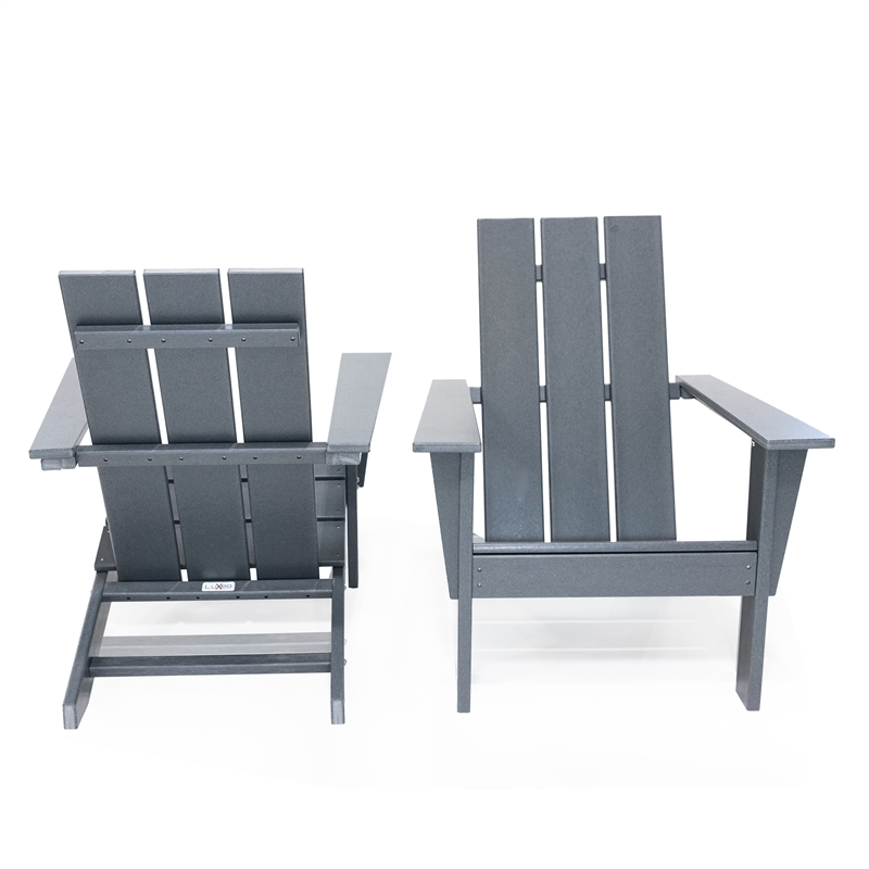 Arcadia Gray HDPE Outdoor Adirondack Chair (Set of 2)