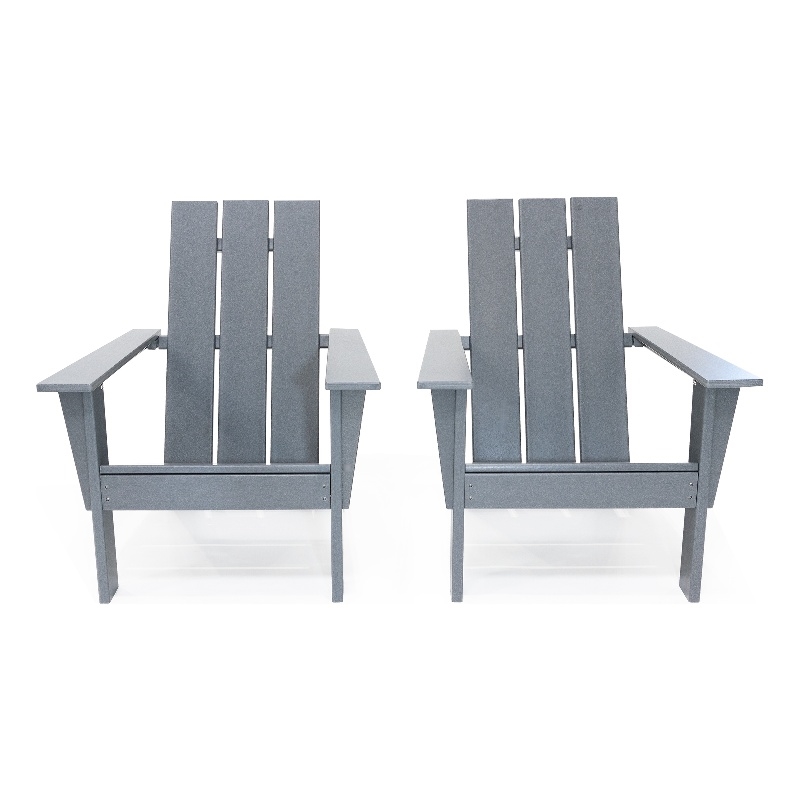 Arcadia Gray HDPE Outdoor Adirondack Chair (Set of 2)