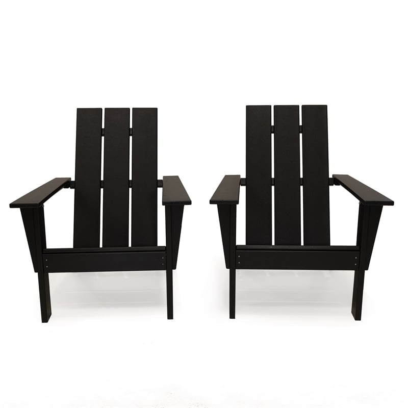 Arcadia Black HDPE Outdoor Adirondack Chair (Set of2)