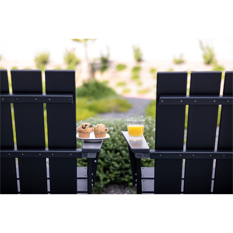 Arcadia Black HDPE Outdoor Adirondack Chair (Set of2)