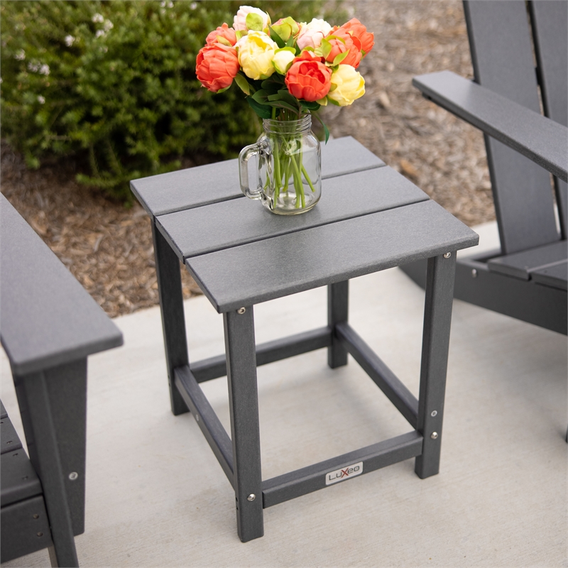 Arcadia Gray HDPE Outdoor Adirondack Chair and Table Set (3-Piece)