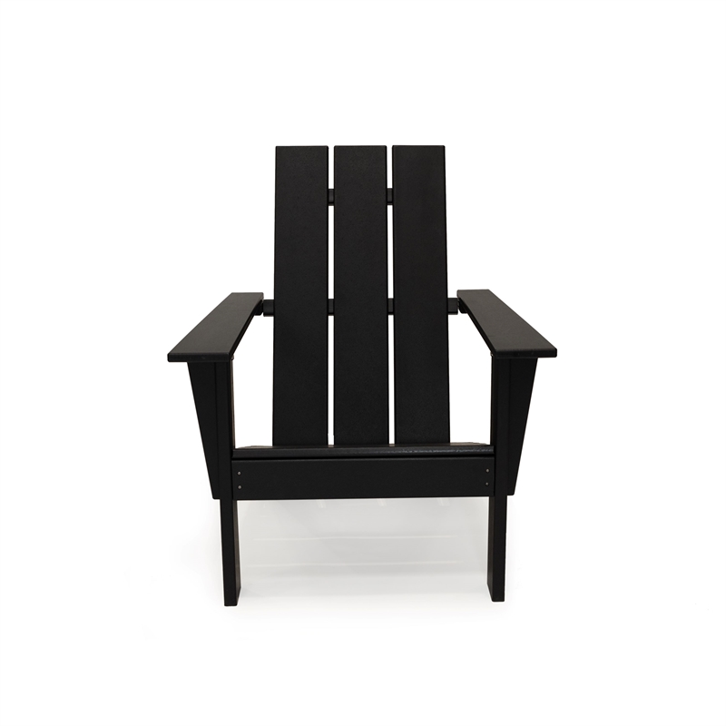 Arcadia Black HDPE Outdoor Adirondack Chair and Table Set (3-Piece)