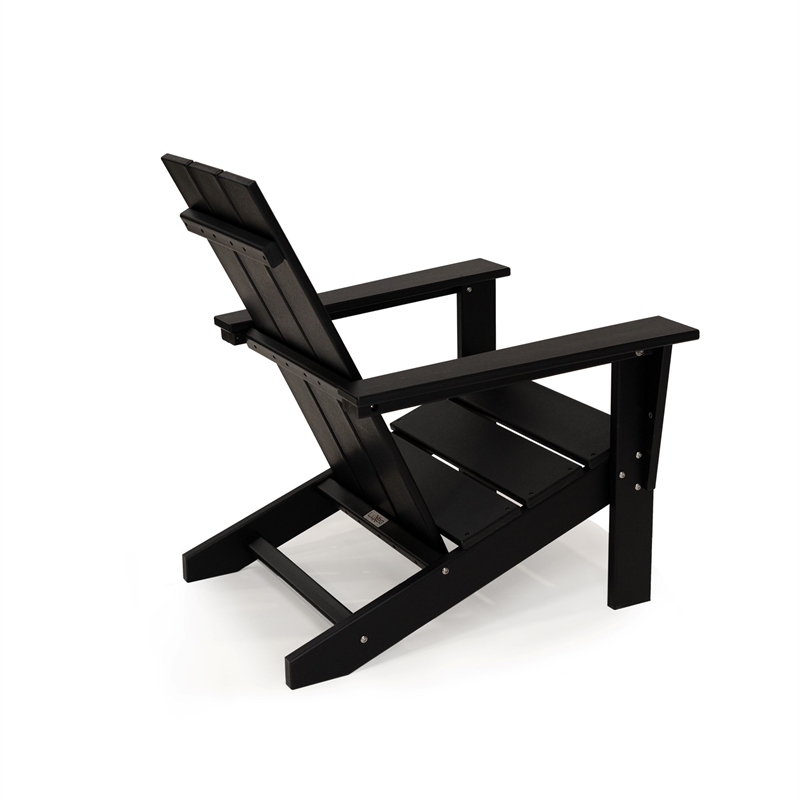 Arcadia Black HDPE Outdoor Adirondack Chair and Table Set (3-Piece)