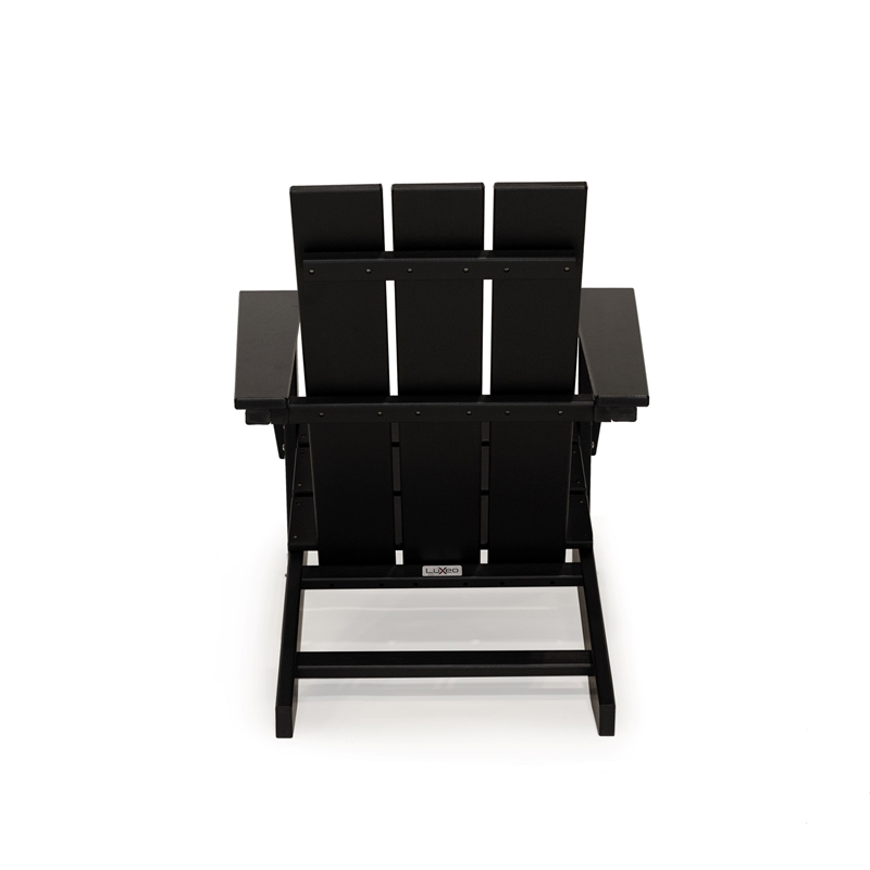 Arcadia Black HDPE Outdoor Adirondack Chair and Table Set (3-Piece)