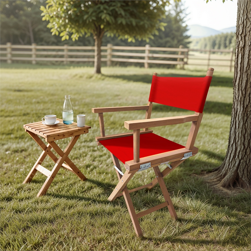 LuXeo Russell Teak Director Chair-Red