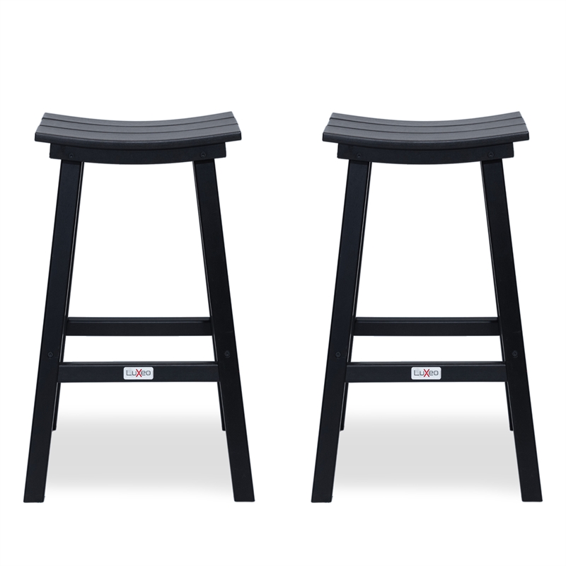 Bailey Black HDPE Farmhouse Bar Stool-Set of 2