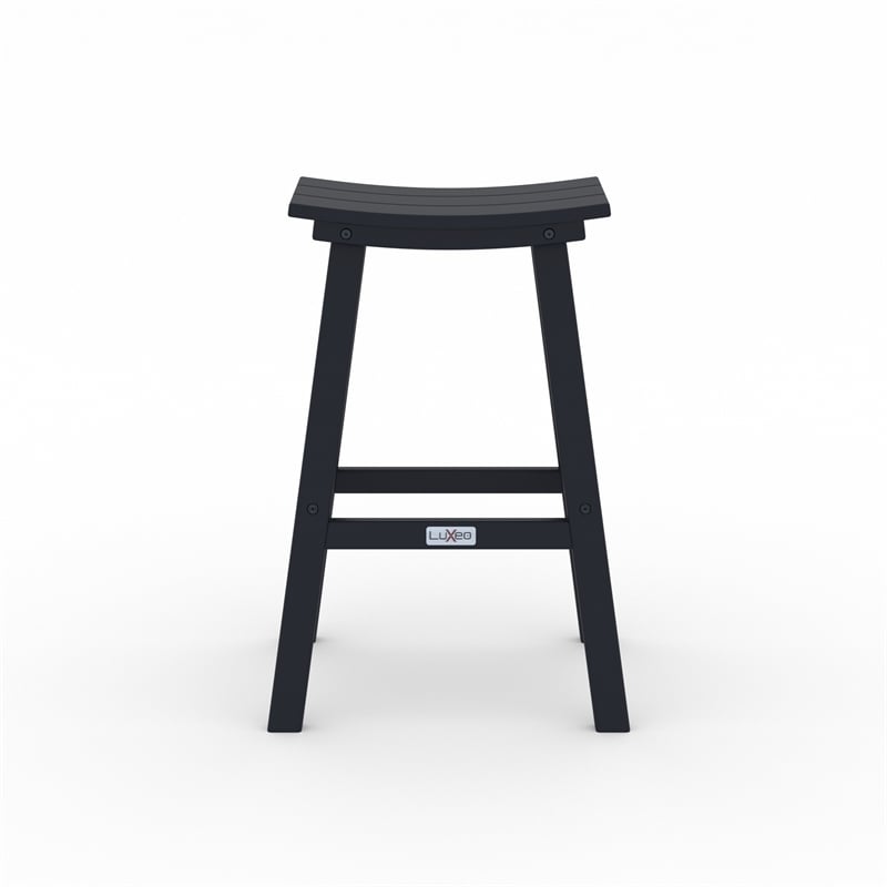 Bailey Black HDPE Farmhouse Bar Stool-Set of 2