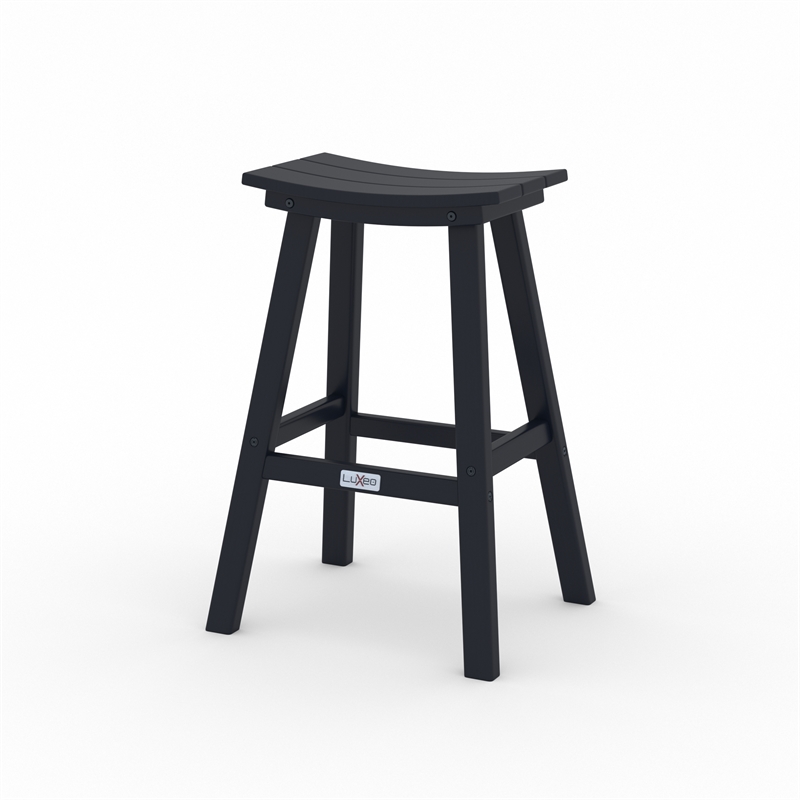 Bailey Black HDPE Farmhouse Bar Stool-Set of 2