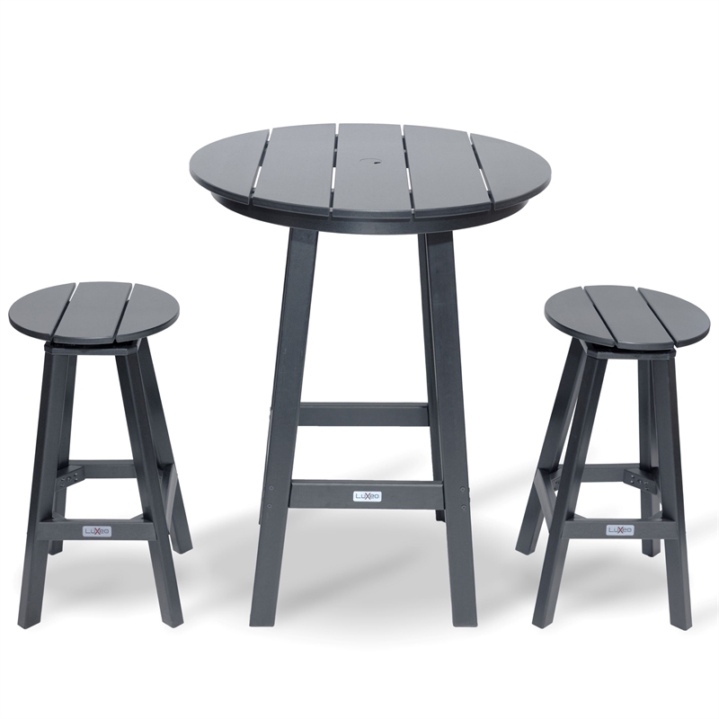 Mason-Cabo HDPE Gray Round Counter Bar- 3 Piece