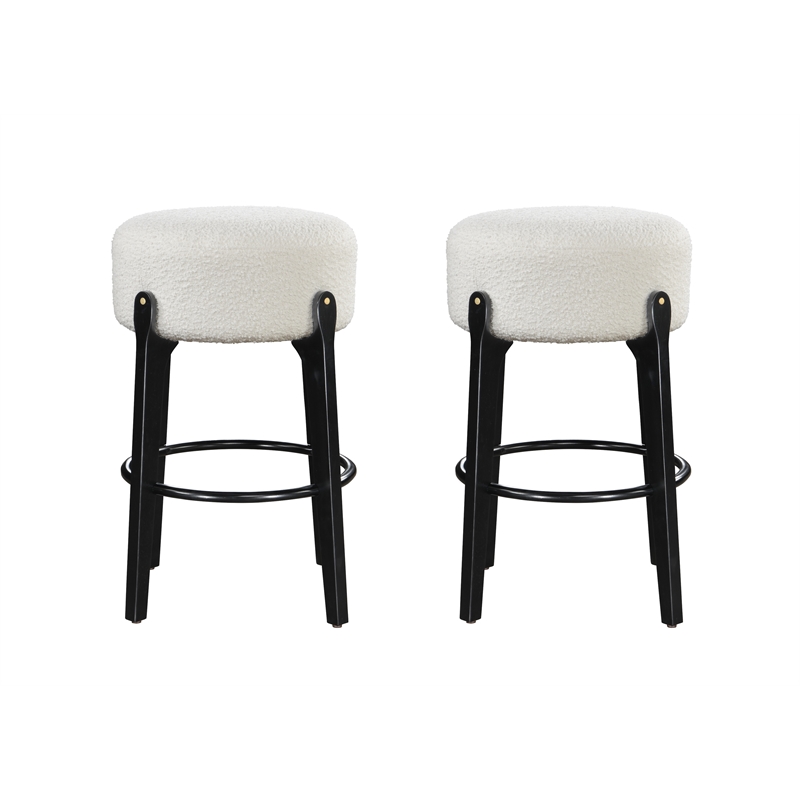 LuXeo Ellie 29 in. Black Leg - White Seat (Set of 2)