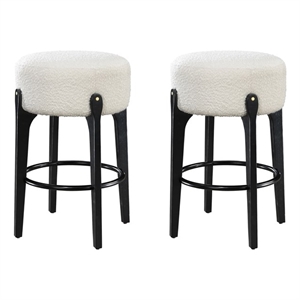 LuXeo Ellie 29 in. Black Leg - White Seat (Set of 2)