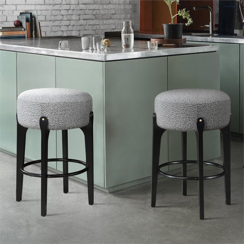 LuXeo Ellie 29 in. Black Leg - Gray Seat (Set of 2)