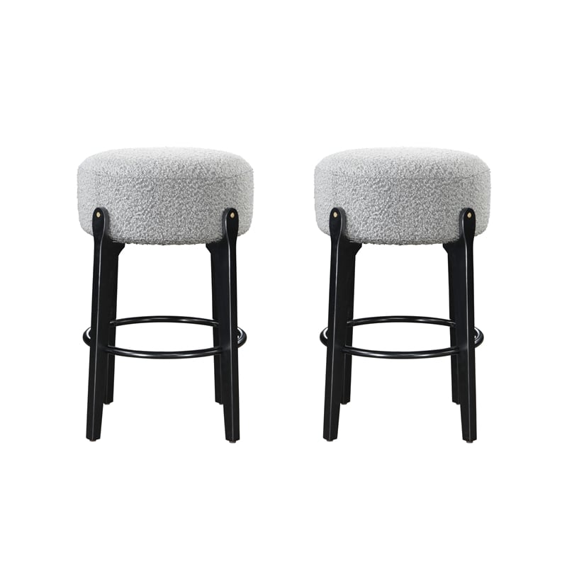 LuXeo Ellie 29 in. Black Leg - Gray Seat (Set of 2)