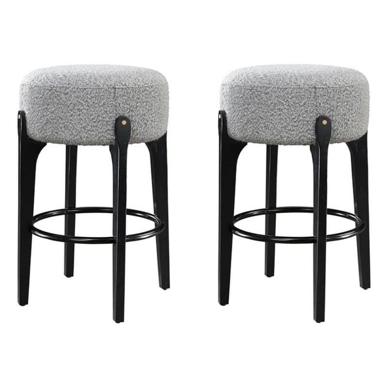 LuXeo Ellie 29 in. Black Leg - Gray Seat (Set of 2)