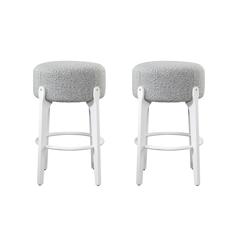 LuXeo Ellie 29 in. White Leg - Gray  Seat (Set of 2)