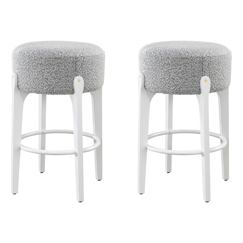 LuXeo Ellie 29 in. White Leg - Gray  Seat (Set of 2)